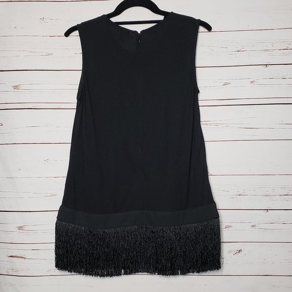 J. Crew Black Sleeveless Tunic with Fringe Hem - Picture 1 of 13